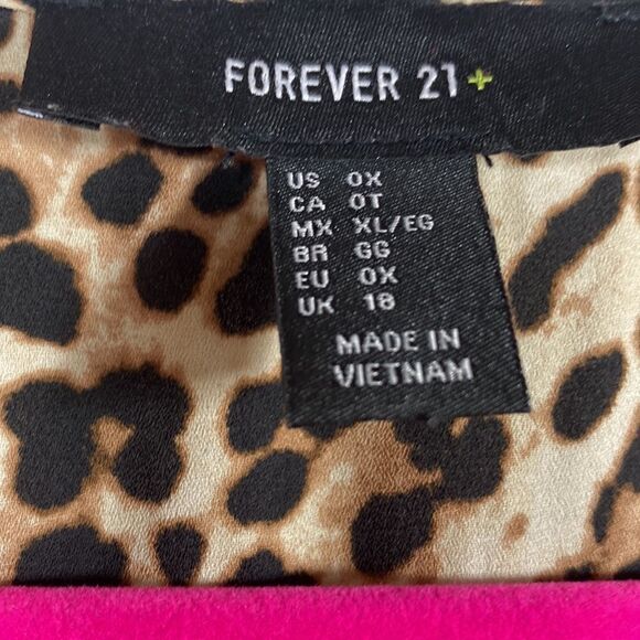 Forever 21 Leopard Print Ruffle High Low Maxi Wrap Dress Plus Sz Wild Glam Boho - Picture 5 of 14